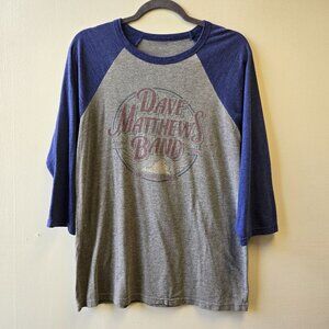 Dave Matthews Band Gray Blue Raglan Baseball 3/4 Sleeve Shirt M Unisex